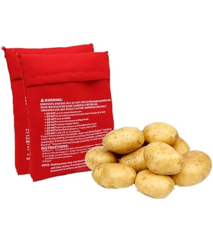 Set 2 Sacchetti Per Patate Al Microonde – Rosso, 25x19 Cm – Patate Perfette In 4-6 Minuti, Riscaldamento Uniforme