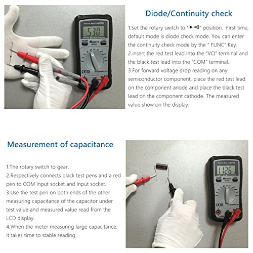 Digital Multimeter, M.Way 2000 Auto Range AC Spannungsprufer Tragbare Prufvorrichtung Messung von Spannung Strom Widerstand Dioden Messinstrument mit Hintergrundbeleuchtung - 5