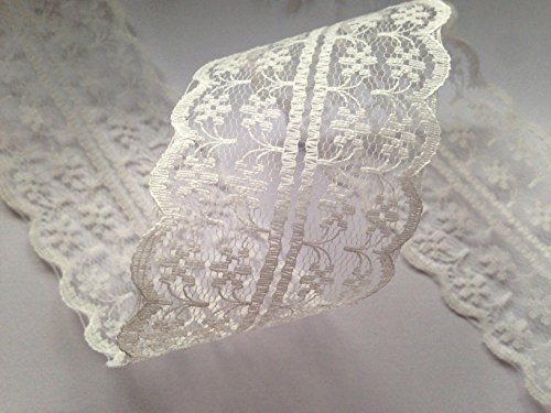 Sparkles Gems Vintage Stil, Spitze, Schleife, Band Bridal Wedding Zierrand, 47 mm Elfenbeinfarben