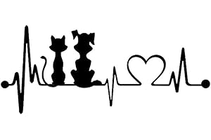 Porfeet Adesivo Per Auto, Cartone Animato Cane Gatto Battito Cardiaco Adesivi Per Lo Styling Dell'auto Decalcomanie Della Finestra Del Veicolo Decorazione Nero One Size