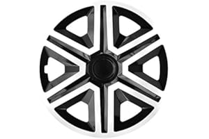 NRM Action Lot de 4 enjoliveurs universels pour voiture (blanc/noir, 15")