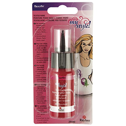 Rayher Hobby 38481287 My Style Textilfarbe auf Blisterkarte, Flasche 29 ml, klassikrot - 2