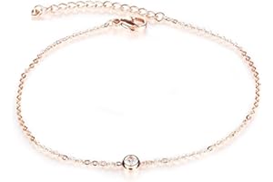 Kim Johanson Edelstahl Damen Fußkettchen "Love" in Roségold mit Zirkonia Steinchen besetzt inkl. Schmuckbeutel