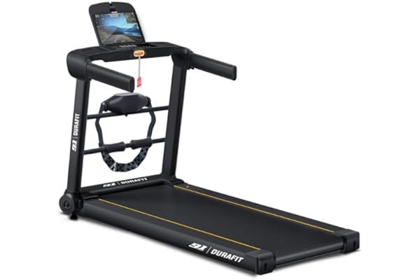 91-Durafit Surge Multifunction 5 HP Peak BLDC Motorized Treadmill 25 Level Auto Incline Max User Weight 140 Kg Home Cardio Max Speed 16 Km/Hr Blutooth Speaker Wynd app Home use