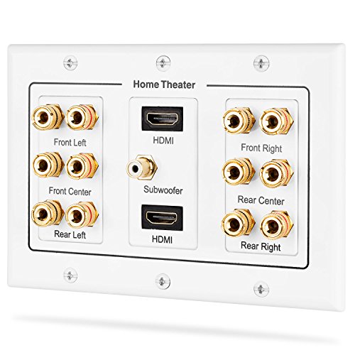 Fosmon HD8005 [3-teilig, 6.1 Surround Distribution] Anschlusstafel für Heimkino, Kupferanschlüsse, Polklemmen, Bananenstecker