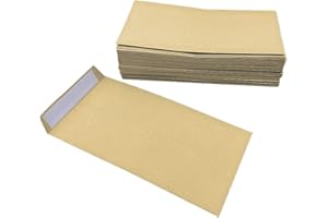 XINGSUI 60 Piezas 7.5 x 16 cm sobre marrones pequeños,sobres de autoadhesivos,sobres de papel Kraft,para sueldos, monedas, cuentas o sellos (color cuero de vaca)