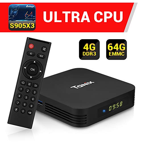 Android 9.0 TV Box 4GB RAM 64GB ROM, TaNix TX5 Plus TV Box Android Amlogic S905X3 Quad-Core 64bit Cortex-A55 Dual-WiFi 2.4GHz / 5GHz, 3D Ultra HD 8K H.265 USB 3.0 BT 4.2 Smart TV Box 1000Mbps LAN