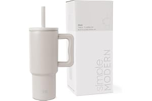 Simple Modern Kids 24 oz Tumbler with Handle and Silicone Straw Lid | Spill Proof and Leak Resistant | Reusable Stainless Steel Cup | Gift for Kids Boys Girls | Trek | 710ml | Almond Birch