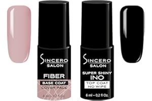‎SINCERO SALON Sincero Salon- Fiberglass Gel Base Cover Pale und Top Coat Gel Super Shiny INO - Unterlack und Überlack - UV Gel Nagellack - Gel Nägel für Maniküre - Schutz vor Kratzern -Nagelhärter - Gel Nail Polish