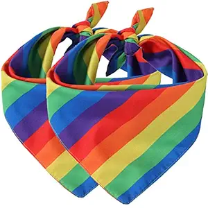LATFZ 1/2 Pack Rainbow Dog Bandanas LGBT Pride Day Rainbow Bandannas Scarf Bibs Scarf Set for Dog Cat Pet Collar (2Pack)