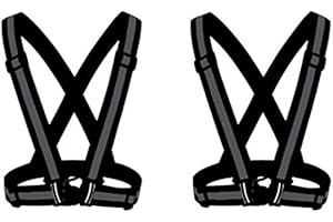 HYCOPROT 2 x odblaskowa kamizelka do biegania, kamizelka odblaskowa, na rower, motocykl, do samochodu, lekka, elastyczna, do biegania, dla kobiet, mężczyzn, dorosłych, dzieci (czarna)