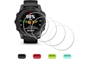 iDaPro [4Pcs para Protector de pantalla Garmin Fenix 7 Pro Solar/fenix 7 Pro Solar Sapphire+[4Pcs] tapones antipolvo de silicona,vidrio templado,Dureza 9H,Antiarañazos,Antiburbujas,Antihuellas