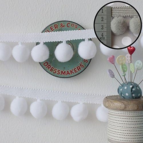 Jumbo Pom Pom Trim White (Per Metre)