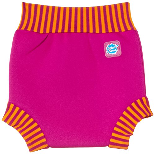 Splash About Kids' Reusable Swim Happy Nappy - Pink/Mango Stripe, Small (0-4 Months)