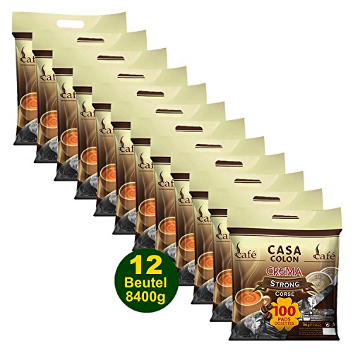 Preisvergleich Produktbild CASA COLON Crema Strong 12x 100 Kaffeepads (8400g) - für alle Pad Systeme geeignet