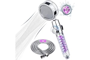 BEIJIE Shower Head and Hose 2M, Universal High Pressure Handheld Shower Heads with Twin Turbo Fan/Pause Switch/360° Rotating, Water Saving Shower Head to Increase Pressure (Purple)