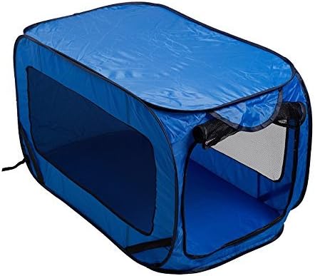 Dog Kennel PET CAT BED HOUSE POP UP FOLDING TRAVEL FOLDABLE CAMPING TENT CAGE (BLUE 428134)