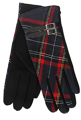 Tartan Traditions Black Tartan Gloves with Buckle