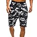 Produktbild Ba Zha Hei Männer Freizeit Tarnung kurze Hose Herren Sommer Camouflage Cargo Shorts Hosen Sweatpants Laufhose Badeshorts Training Shorts Sport Hosen (M, Schwarz)