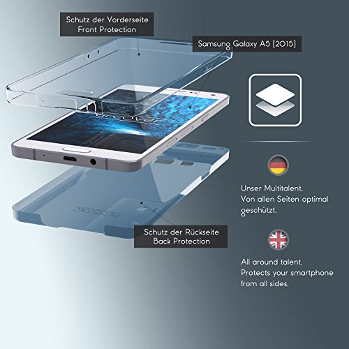 Urcover   Samsung Galaxy A5 2015   Funda Carcasa Protectora 360 Grados   TPU en Azul   Protecci  n Completa Case Cover Smartphone M  vil Accesorio