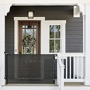 Cumbor 0-55? Retractable Baby Gate for Stairs, Mesh Dog Gate for The House, Black Child Gate, 33? Tall Stair Gates for Kids or Pets, Space Saving Pet Gate for Indoor/Outdoor(Black)