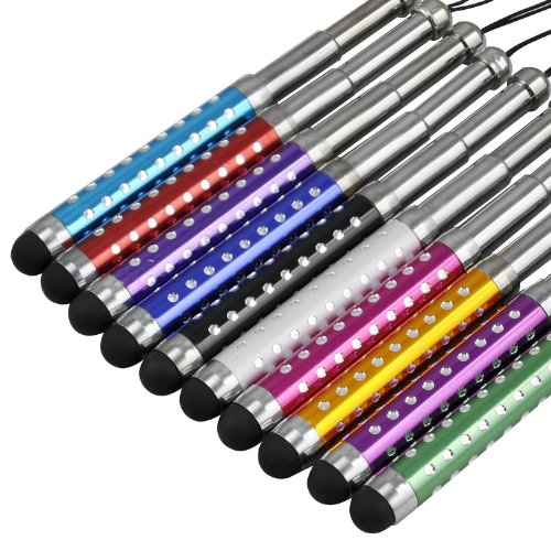 Voguecase® 10 X Bunte Universal Kristall Diamant Stylus Pen Stifte Eingabestift mit Staubschutz für allen kapazitiven Touchscreen-Geräte, einschließlich HTC ONE M9 Samsung Galaxy S6 S6 Edge iPhone 6 6 Plus Huawei P8 Samsung Galaxy Core Prime SM-G360 SM-G360F LG Nexus 5 Nexus 4 Lumia 520 532 1520 720 920 625 Sony Xperia Z1 Xperia Z Apple iPhone 2G 3G 3GS iPhone 4 iPhone 4S iPhone 5 5S 5C iPad 2 3 4 iPad air iPad mini Samsung Galaxy S4 S3 S2 Note 2 Note 3 galaxy Fame galaxy S Duos S4 Mini S3 Mini i8190 i9190 i9500 i9300 Tab 2 P5100 P5110 Samsung Galaxy Tab P7500 P7510 Galaxy Tab P7501 P7511 Galaxy Tab P7100 P7300 P7310 P1000 P1010 P3100 P3110 Asus Transformer Book T100TA Lenovo A2107A A2109A Asus Transformer Eee Pad TF300 Acer Iconia B1 A510 A511 A700 HTC ONE M7 HTC One Mini HTC one Max Amazon Kindle Fire HDX Xperia SP LG Optimus L3 L5 L7 L9 L7 II L5 II E460 L3 II LG G2 Asus MeMO Pad 10 ME102A HP Slate 7 Acer Iconia A3-A10 Samsung Galaxy Note 10.1 2014 LG G Pad 8.3 Asus Fonepad 7 ME372CG Lenovo IdeaPad Yoga Tablet Acer Iconia B1-A71 - 2