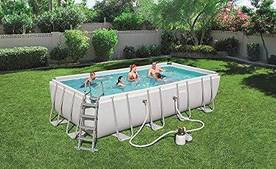 Bestway - Piscine hors sol Power Steel rectangulaire 549 x 274 x 122 cm avec filtre à sable, bâche 4 saisons, tapis de sol, échelle de sécurité et diffuseur ChemConnect