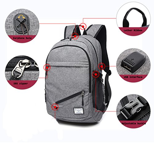 Student Rucksack  ACMEDE Laptop Rucksack 15 Zoll Notebook Computer Schulrusack Schultasche Top-Model Uni Rucksack mit USB Charging Port f  r Smartphon