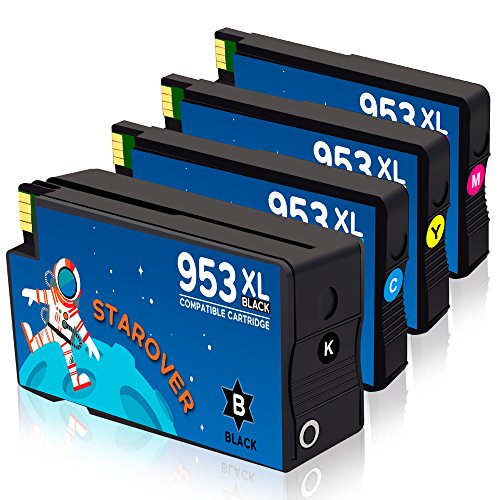 STAROVER 4x 953 XL 953XL Cartuchos De Tinta Compatible Para HP OfficeJet Pro 7740 8218 8710 8715 8718 8719 8720 8725 8728 8730 8740 8745 All-in-One Impresora  1 Negro   1 Cian   1 Magenta   1 Amarillo 