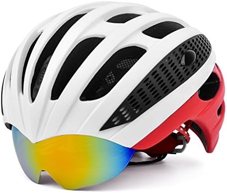 Cycle Bike Helmet with Detachable PC Goggles Visor Shield for Women Men, Cycling Mountain & Road Bicycle Helmets Adjustable Adult Safety Protection and Breathable (56-62) Neutral