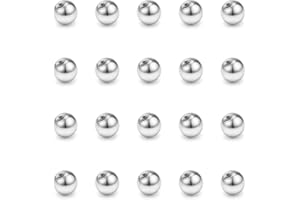 FECTAS 20pcs Stainless Steel Piercing Balls Silver Replacement Parts for 1.2mm Thread Piercing Jewellery(2.5/3/4/5/6/8mm)