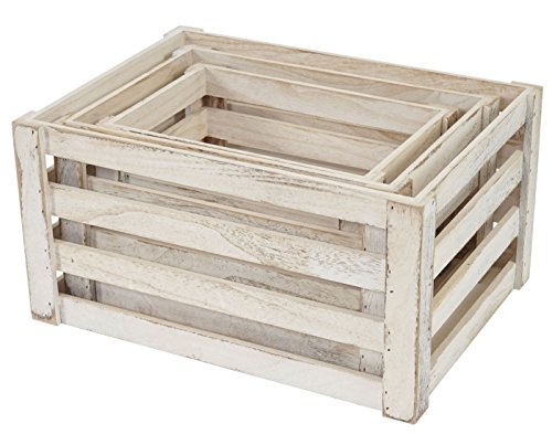 3er Set Holzkiste T295, Weinkiste Dekokiste Obstkiste, Shabby-Look Vintage weiß - 5