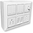 12 Modular Silver Line Gang Box Set 7 Switches 2 Sockets 1 Fan Regulator White Board Durable Electrical Fitting for Home and Office