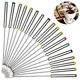 【Acero inoxidable de alta calidad】 Estas horquillas de fondue de acero inoxidable son livianas pero están bien hechas. Lo suficientemente robusto como para evitar que estos productos más pesados   como fruta, carne, brownies, etc. se derrumben. Perfecto para fondue de chocolate fuente fiesta, fondue de queso