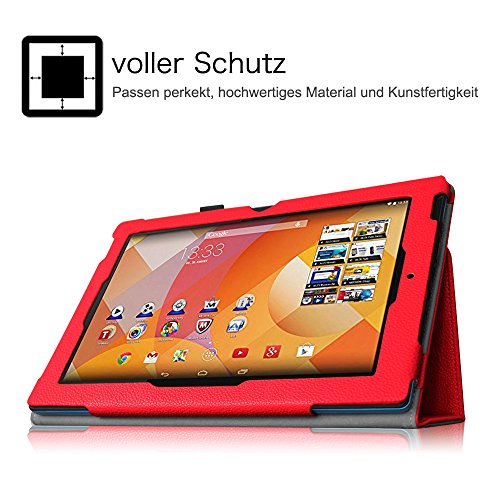 Fintie Medion Lifetab S10366 / S10333 / S10334 / S10345 / S10346 / S10365 / P10341 Hülle – Folio Kunstleder Schutzhülle Tasche Cover Case Etui mit Ständerfunktion und Stylus-Halterung für MEDION LIFETAB S10366 / S10333 / S10334 / S10345 / S10346 / S10365 / S10366 / P10341 (10,1 Zoll) Tablet-PC, Rot - 4