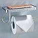 Produktbild Thinktop Toilettenpapierhalter im Antik-Look, mit Ornamenten, mit Ablage, Wandmontage, mit zwei Haken silber