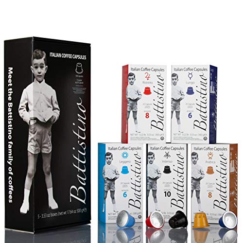 BATTISTINO DEGUSTAZIONE - 100 capsule compatibili Nespresso®* - ARABICA, INTENSO, RISTRETTO, LEGGERO, LUNGO - Torrefazione Caffè Michele Battista