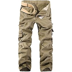 OEAK Pantalon de Travail Homme Cargo Chino Vintage Pantalon Randonnée Militaire Casual Durables avec Multi Poches en Coton/Short Bermuda Homme