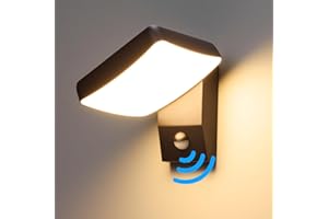 Bojim IP65 18W zewnętrzna lampa ścienna z czujnikiem ruchu, kinkiet z regulowaną wiązką, kwadratowa lampa ścienna ciepła biel 3000K lampa zewnętrzna do korytarza ogrodowego taras