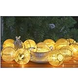 LED Solar Lampion Lichterkette 20er Partylichterkette Weihnachtslichterketten Weihnachtsbeleuchtung Deko für Innen Außen Balkon Garten Party Weihnachten Kugeln/Bälle Lampions 5.6m golden - 2