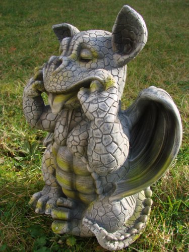 Drachenkind streckt Zunge raus Drache Gargoyle Figur - 3