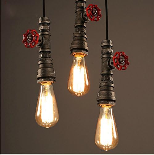 CUICAN Single pendant lamp Industrial inspired Water pipe Hanging lamp Vintage Restaurants Bar pub Fixture-black