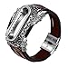 Produktbild Feitb Vintage Ersatz Leder Armband Uhrenarmband Band Strap + Metallgehäuse für Xiaomi Mi Band 3 Armband Ersatzband Männer Frauen Smartwatch Zubehör kompatibel mit Xiaomi Mi Band 3 (Rotbraun)