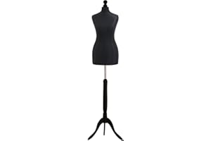 ACE OF SPACE Female Tailors Dummy Bust Size 8/10 Dressmakers Fashion Mannequin Students Cream With Lightwood Stand (Black)