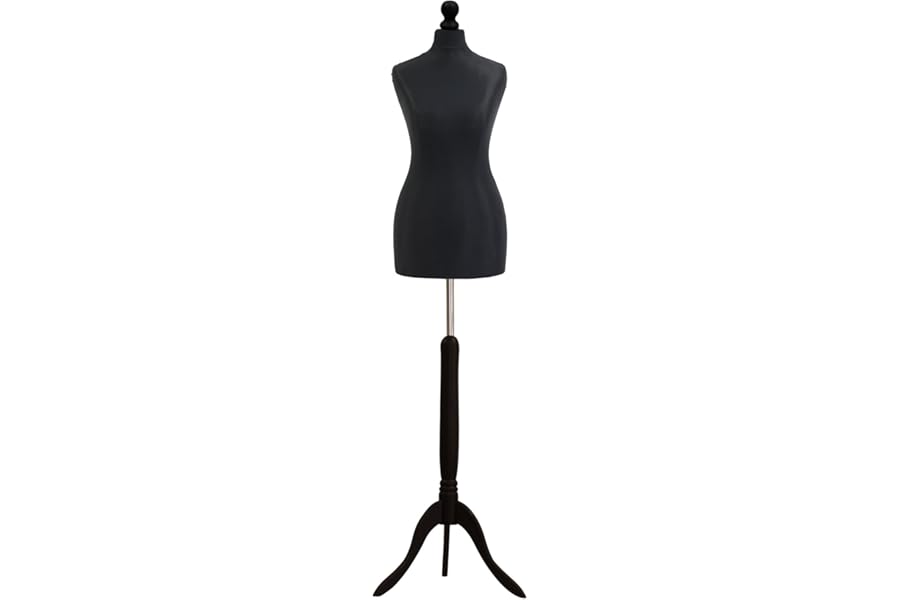 Female Tailors Dummy Bust Size 14/16 Dressmakers Fashion Mannequin Students Black With Black Tripod Stand
