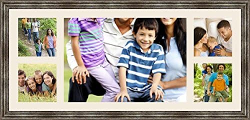 Picture frames Pêle Mêle multivues4 Photo 8x8 and 1 Photo 17 Going Anywhere Wall Elegant Silver Photo Frame., Wood, off-white, 4 - 15x15 and 1 - 45x32