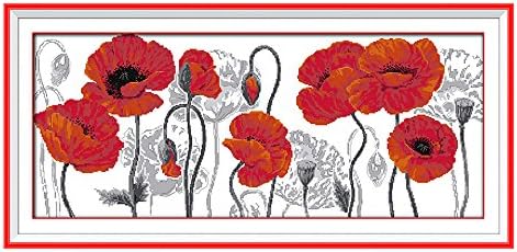 Isremi(TM) DIY Handmade Needlework Counted Cross Stitch Set Embroidery Kit 14CT Beautiful Flowers Pattern Cross-Stitching Home Decor Poster