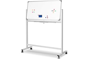 Jago® Pizarra Blanca - Magnética, Portátil, Doble Cara, Soporte con Ruedas, 3 Rotuladores, Borrador, 12 Imanes, 120x60 cm - Pizarra Imantada, Móvil, de Pie, Escolar, Tablero Rodante, White Board