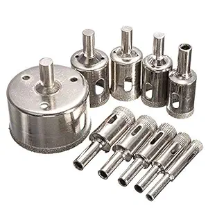 Generic 10PCS/Set 8-50mm Diamond Coated Core Hole Saw Drill Bits Tool Cutter for Tiles Marble Glass Granite