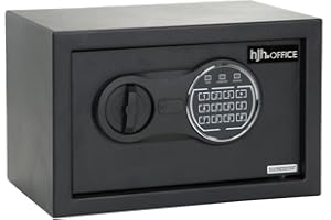 hjh OFFICE 830040 Caja Fuerte de Seguridad electrónica Safe Compact III 8,5 L, Acero, con Teclado y Cerradura para Llave, 20x31x20cm, Negro